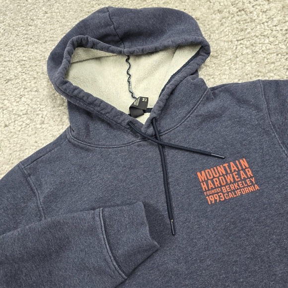 Mountain Hardwear Sweater Mens Medium Blue Hooded Pullover Long Sleeve‎ Pockets - Picture 1 of 12